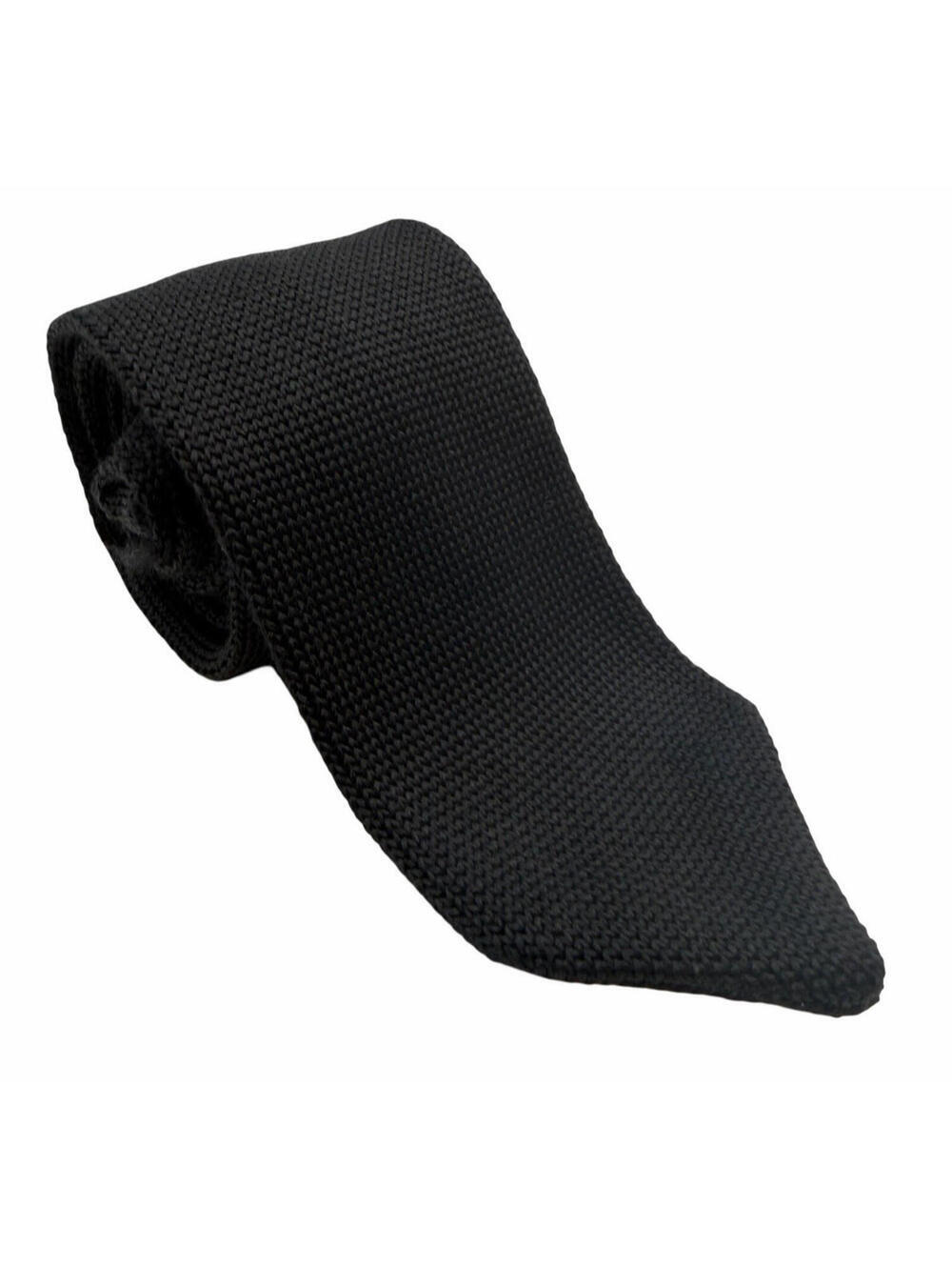 Reiss Carter Knitted Silk Neck Tie Black Size 2.25" | 56.25"